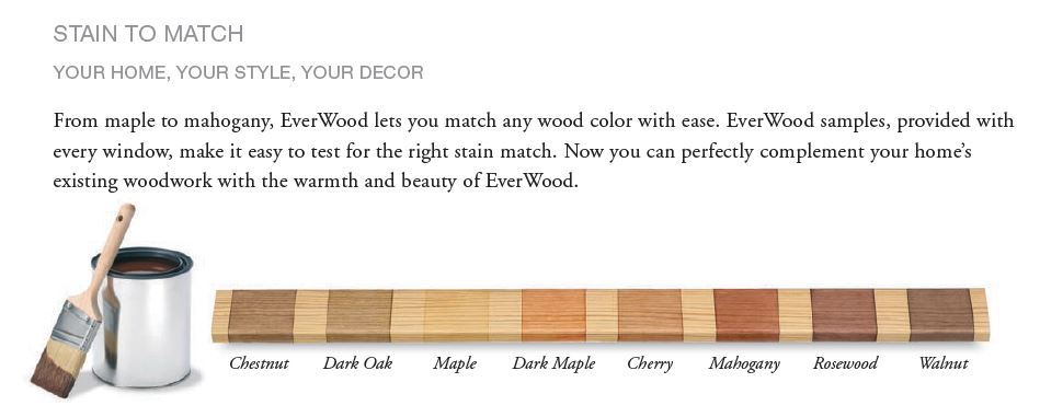 Graphic of EverWood stain to match options.